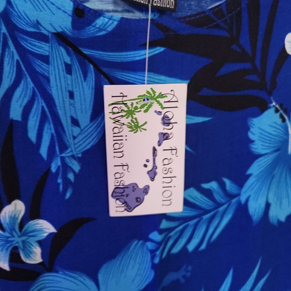 Aloha Hawaiian Fashion Sleeveless Maxi Dress Blue Hibiscus S/M Floral Dressy - Picture 4 of 5